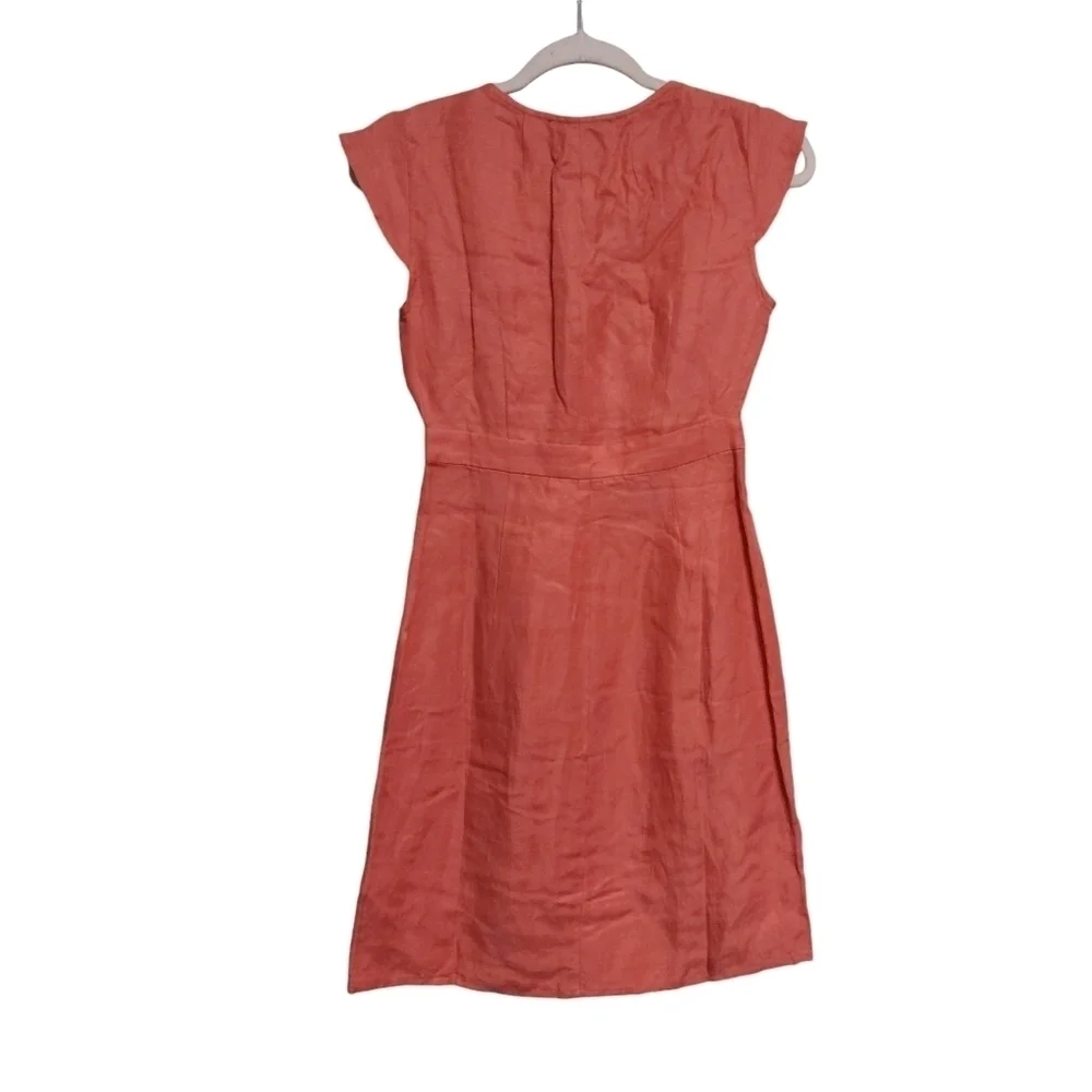 J. Crew Cap Sleeve Linen Faux Wrap Midi Dress-size 0P
